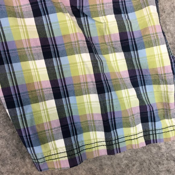Faded Glory Shorts 4 27 Mid Rise Bermuda Blue Green Madras Plaid Golf Casual - Picture 2 of 9